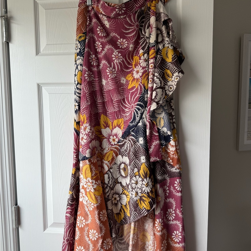 Anthropologie Women's Skirt Maeve Ruffled Maxi Skirt Multicolor Floral Sz Medium